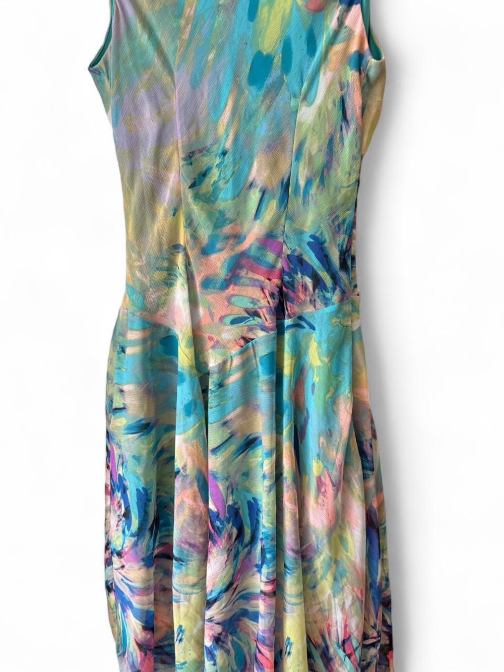 Rabbit Rabbit Rabbit Teal Multi-Color Asymmetrical Floral Dress - Picture 6 of 6